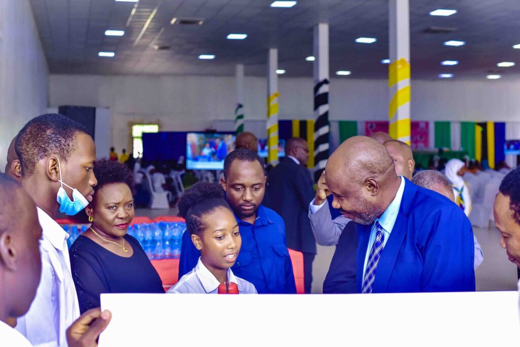 The guest of honour shares a moment with students
