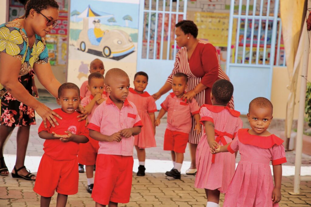 Teachers welcome pupils to the open day