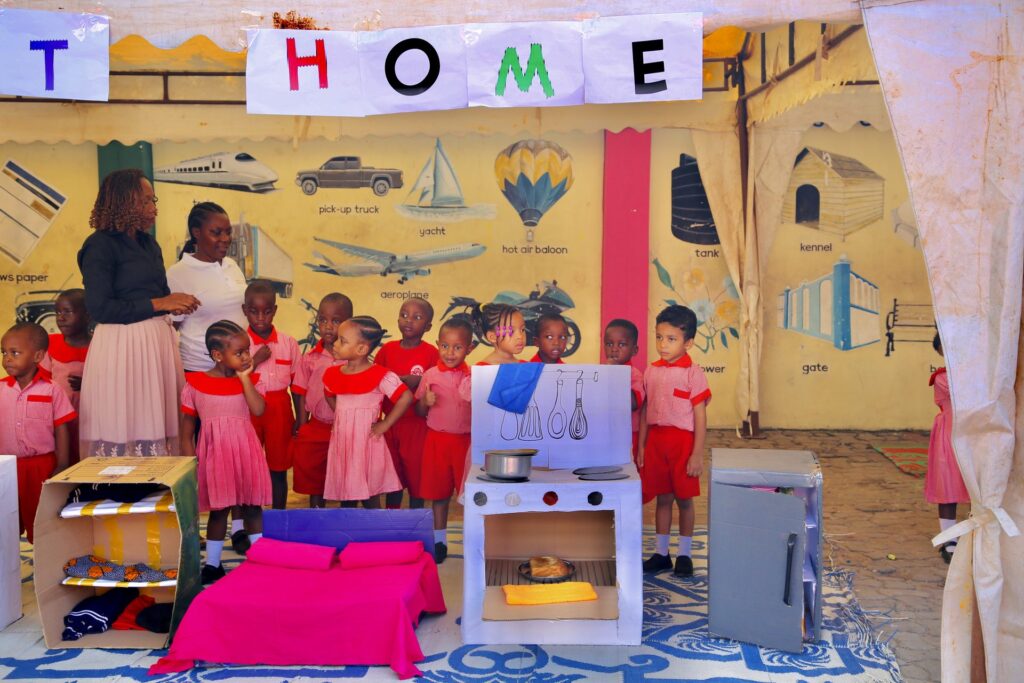 Touring the home corner exhibit