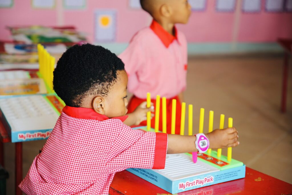 Counting practice with pegboards