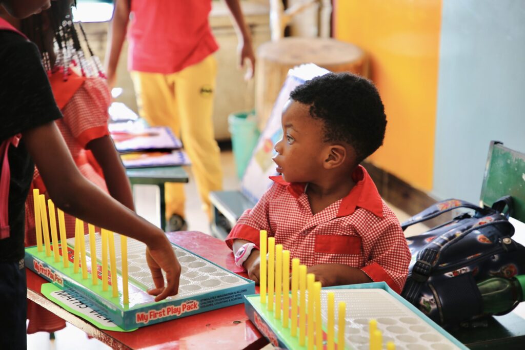 Hands-on play at the activity table