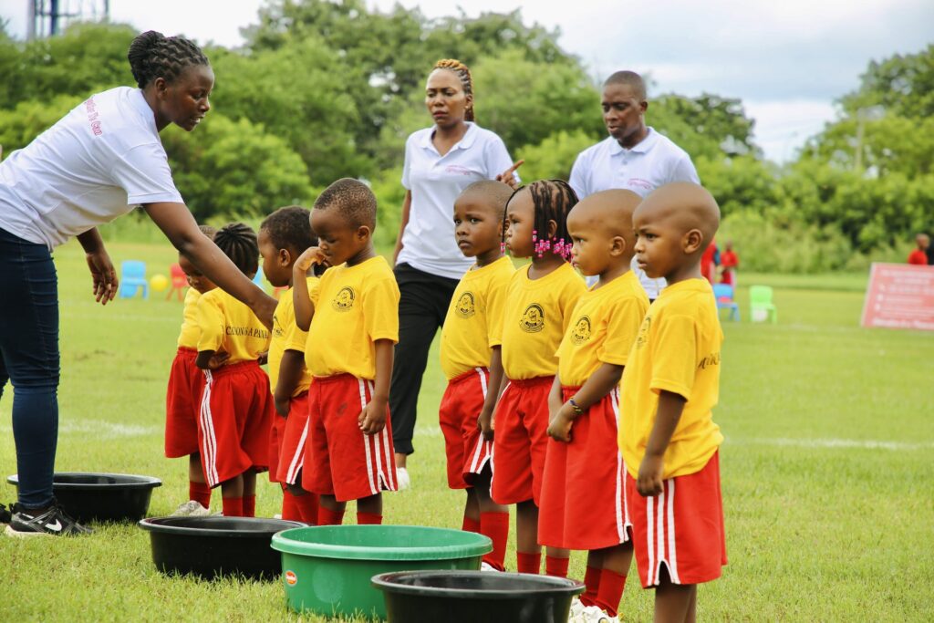 Lining up for the bucket relay