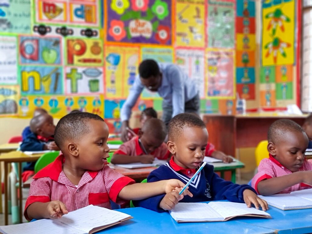 Busy pencils in the kindergarten classroom.