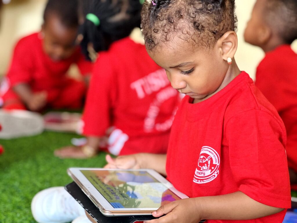 Tablet time for our youngest learners.