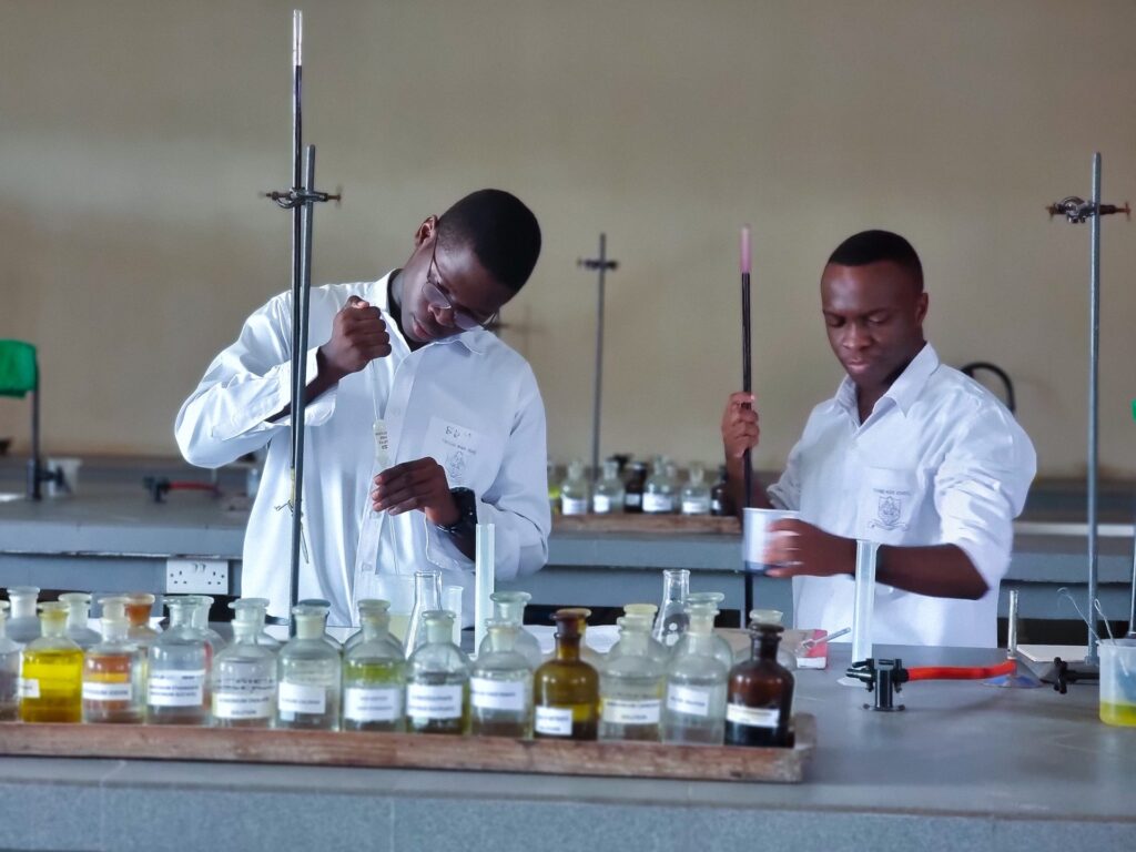 Hands-on practical work in the science laboratory.