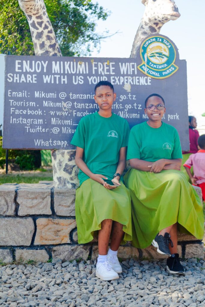 Taking a break at the Mikumi park gate.