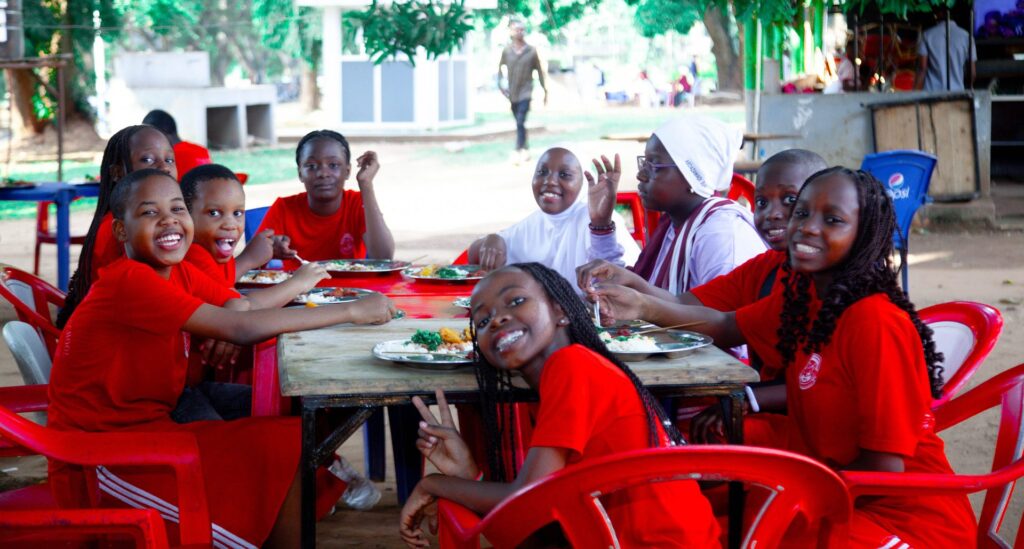 Laughter over lunch.