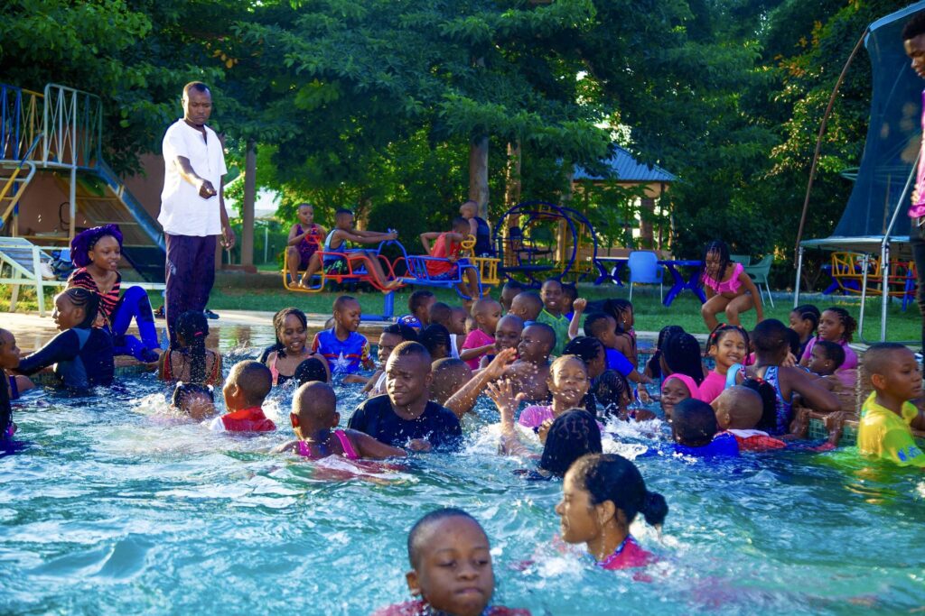 Evening fun in the pool.