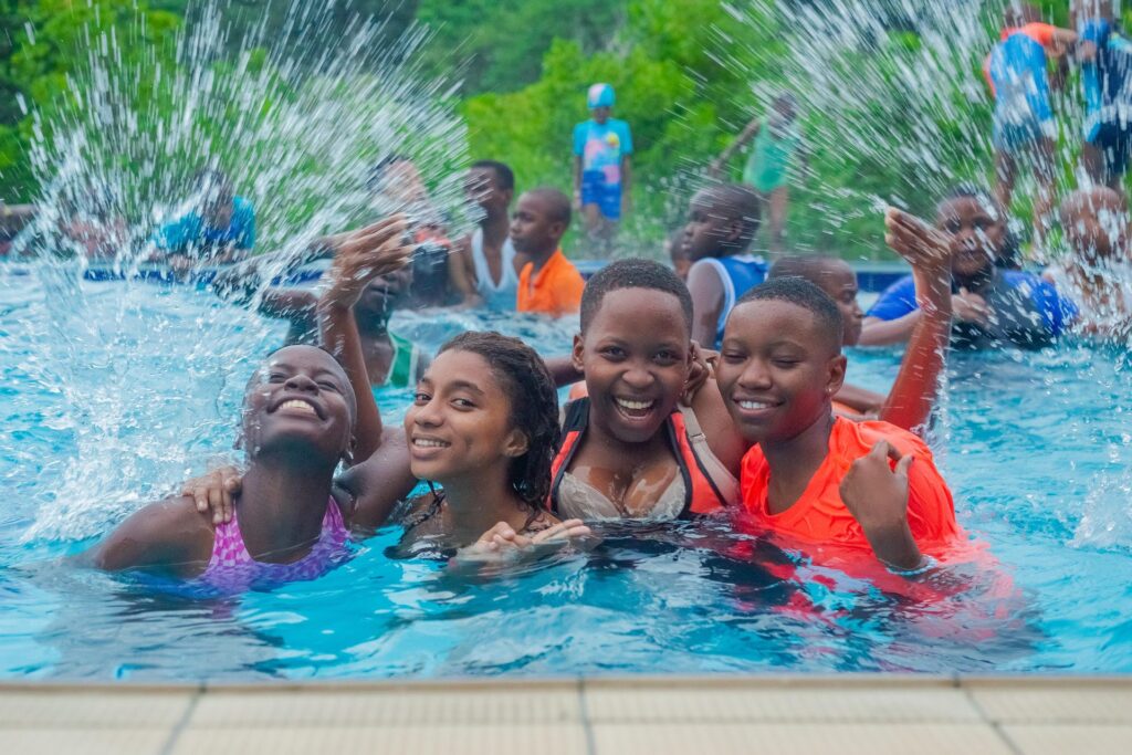 Making a splash with friends.