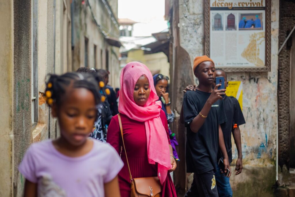 Exploring the winding alleys of Stone Town.