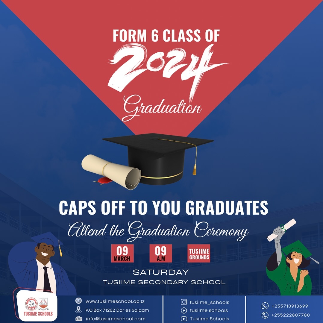 🎓 Big News! Our Form 6 students are graduating! 🌟 Join us at Tusiime Grounds to celebrate.

📅 Date: 9 March 2024
📍 Place: Tusiime Grounds

Let’s cheer for our graduates as they finish this big part of their journey. Family and friends, please come and enjoy this special day with us. It’s going to be a great day full of smiles and pride!

#GraduationDay #ClassOf2024 #TusiimeProud#tusiime #tusiimesecondaryschool #tusiimeschools